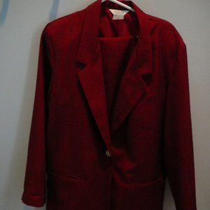 Vintage Sellecca Red/Black Houndstooth Blazer W/Matching Pants Set